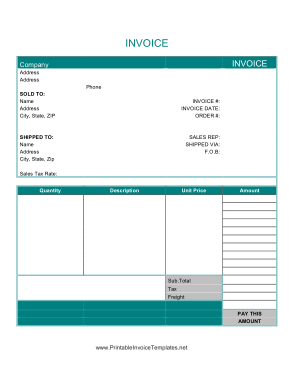 Billing Invoice Form Template