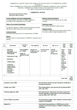 Printable Commercial Invoice Free Template