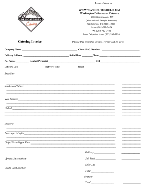 Printable Catering Invoice Template