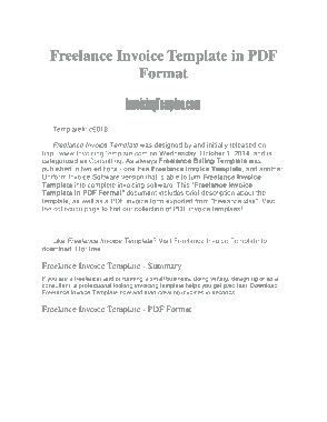 Freelance Invoice In Pdf Format Template
