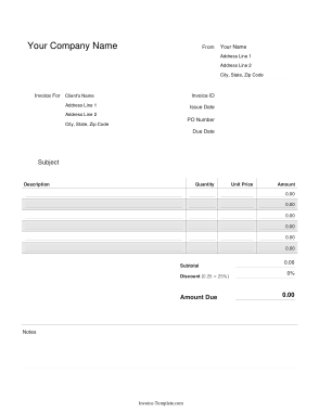 Free Download PDF Books, Generic Blank Invoice Template