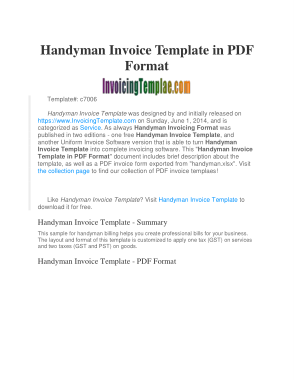Free Download PDF Books, Detailed Handyman Invoice Template