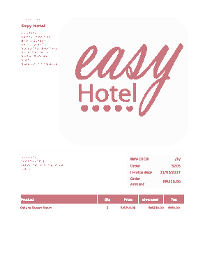 Hotel Invoice Format Template