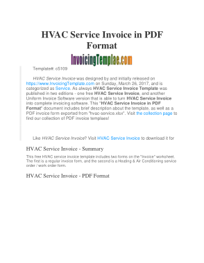 Free Download PDF Books, HVAC Service Invoice Template