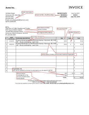 Sample Lawn Care Invoice Outline Template
