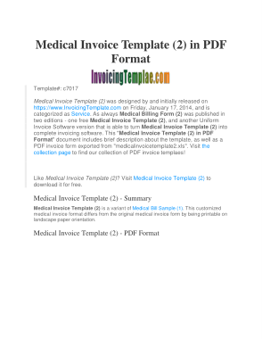 Free Download PDF Books, Blank Medical Invoice In Pdf Template