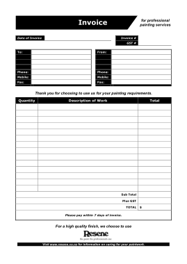 Free Download PDF Books, Painting Invoice Sample Template