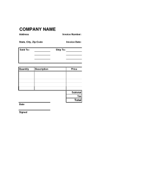 Personal Invoice To Company Template