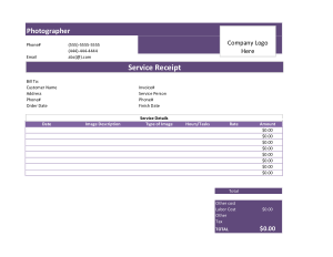 Photography Invoice Excel Template