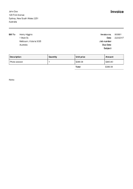 Sample Photography Invoice Form Template
