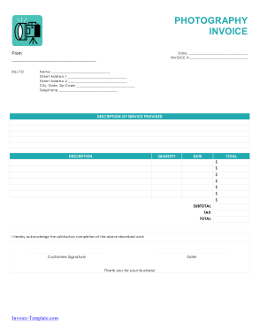 Sample Photography Invoice Template