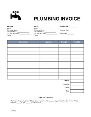 Plumbing Invoice Example Template