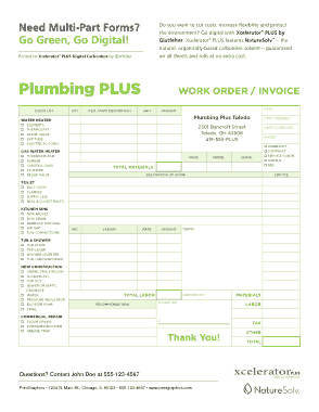 Plumbing Work Order Invoice Template