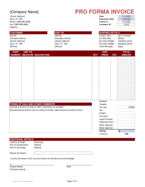 Proforma Invoice Format In Excel Template