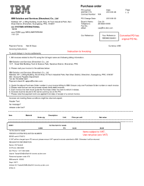 Purchase Order Sample Template