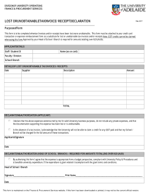 Lost Receipt Invoice Form Template