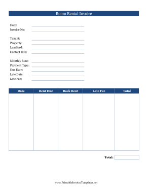 Room Rent Invoice Sample Template