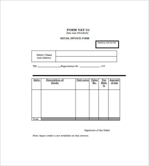 Jewelry Retail Invoice Form Template