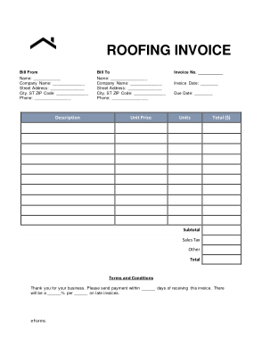 Free Download PDF Books, Roofing Invoice Template
