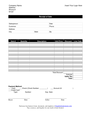 Sales Invoice Receipt Free Template