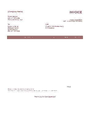 Red Service Invoice For Hours And Rates Template