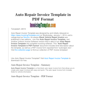 Free Download PDF Books, Auto Repair Invoice Example Template