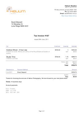Photography Tax Invoice Template