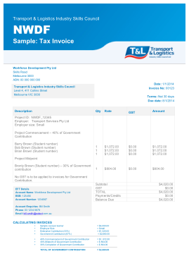 Printable Tax Invoice Example Template