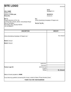 Simple Invoice With Sales Tax Template