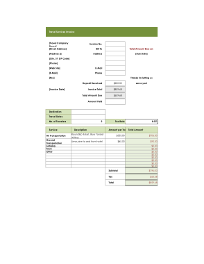 Travel Services And Expanse Invoice Template