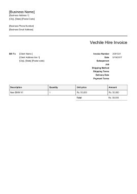 Vehicle Hire Invoice Template