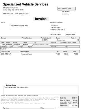 Vehicle Services Invoice Template