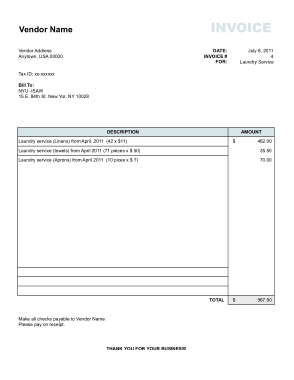 Free Download PDF Books, Sample Vendor Invoice For Laundry Services Template
