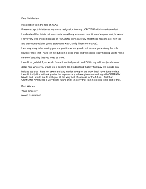 Immediate Resignation Letter For Nurses Template