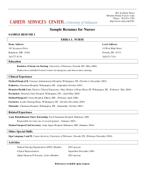 Nurse Resume Format Sample Template