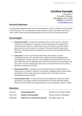 Registered Nurse Resume Personal Statement Template