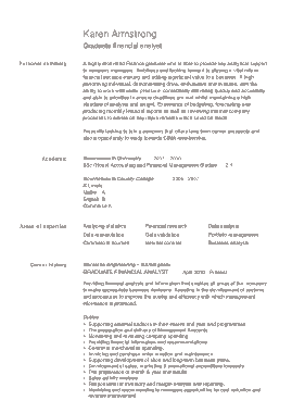Graduate Financial Analyst Letter Template