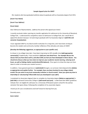 Graduate Student Appeal Letter Template
