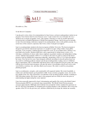 Graduate Student Reference Letter Template