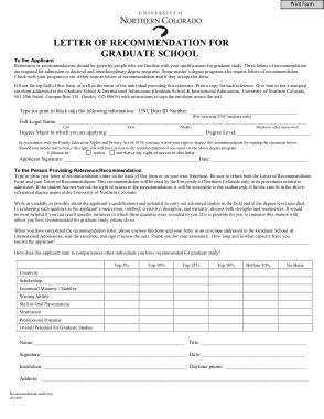 Letter Of Recommendation For Graduate School Template