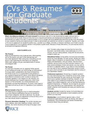 CVs Resume Graduate Students Template