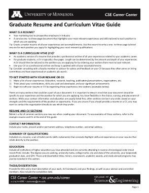 Graduate Resume and Curriculum Vitae Guide Template