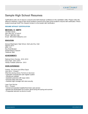 Sample High School Graduate Resume Template