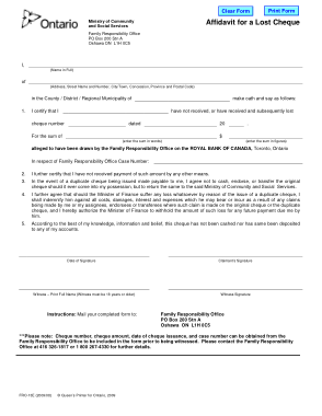 Affidavit Of Loss Cheque Form Template