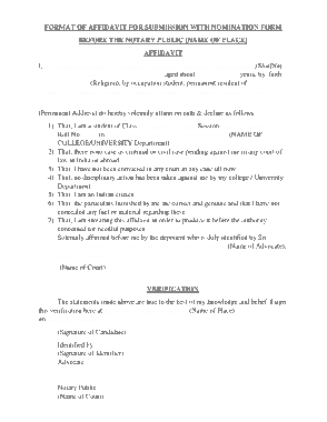 Notary Public Affidavit Form Template