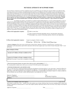Sample Affidavit Of Support Form Template