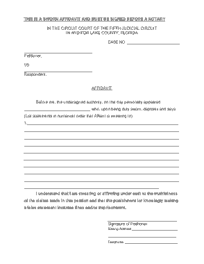 Blank Sworn Affidavit Form Template