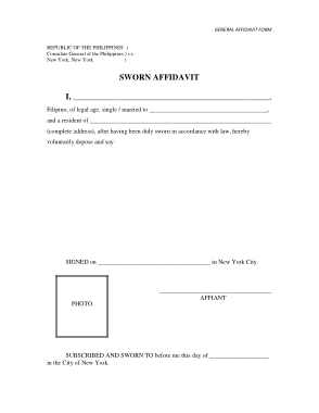 Sworn Affidavit General Form Template