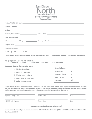 Room Rental Agreement Request Form Sample Template