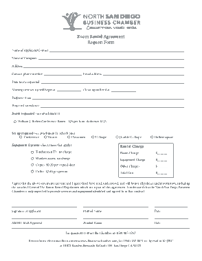 Room Rental Agreement Request Form Template
